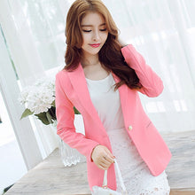 Load image into Gallery viewer, PEONFLY  Ladies Blazer Long Sleeve Blaser Women Suit jacket Female Feminine Blazer Femme Pink Blue White Black Blazer Autumn