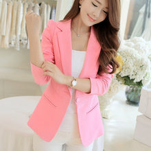 Load image into Gallery viewer, PEONFLY  Ladies Blazer Long Sleeve Blaser Women Suit jacket Female Feminine Blazer Femme Pink Blue White Black Blazer Autumn