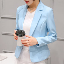 Load image into Gallery viewer, PEONFLY  Ladies Blazer Long Sleeve Blaser Women Suit jacket Female Feminine Blazer Femme Pink Blue White Black Blazer Autumn