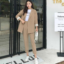 Load image into Gallery viewer, BGTEEVER  Casual Solid Women Pant Suits Notched Collar Blazer Jacket &amp; Pencil Pant Khaki Female Suit Autumn 2019 high quality