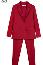 Load image into Gallery viewer, Red Women Pantsuits Tuxedo 2 Piece Set(Jacket+Pants) Women Business Suit Female Office Uniform Ladies Pantsuits Custom Made