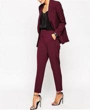 Load image into Gallery viewer, Red Women Pantsuits Tuxedo 2 Piece Set(Jacket+Pants) Women Business Suit Female Office Uniform Ladies Pantsuits Custom Made