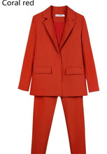 Load image into Gallery viewer, Red Women Pantsuits Tuxedo 2 Piece Set(Jacket+Pants) Women Business Suit Female Office Uniform Ladies Pantsuits Custom Made